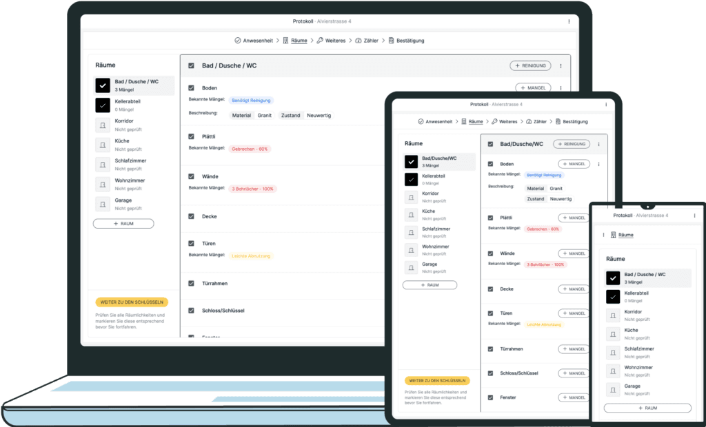 AIMMO Übergabeprotokoll auf verschiedenen Geräten